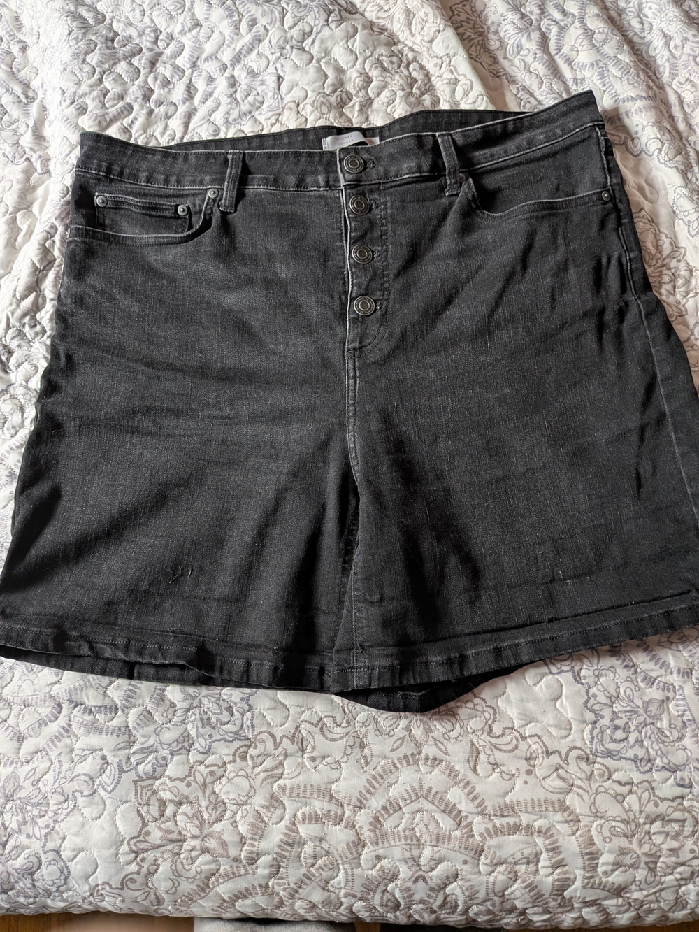 LC Lauren Conrad Black Denim Button-Front Shorts